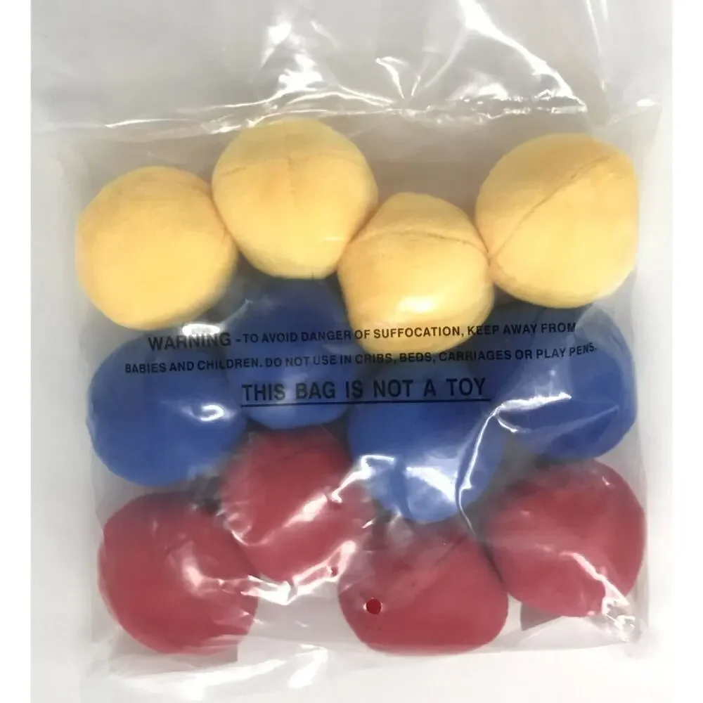 12 Pack Plush Squeaky Balls for Small Dogs or Cats - Red, Yellow, Blue